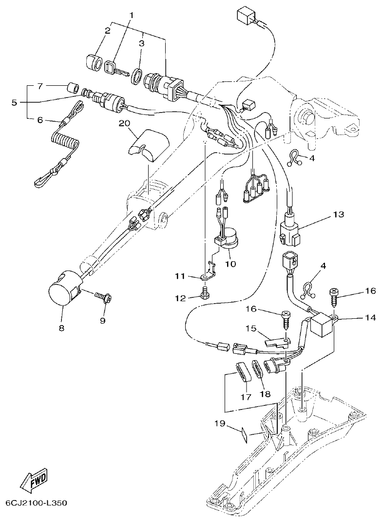 Yamaha F25G OPTIONAL PARTS 4 parts diagram